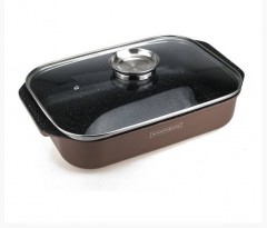Cratita din aluminiu cu interior marmorat, 34x24 cm, 6L