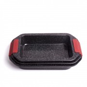 Set 3 tavi cu interior granit, manere silicon