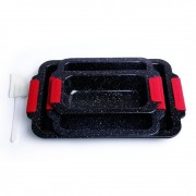 Set 3 tavi marmorate +1 spatula silicon,manere silicon