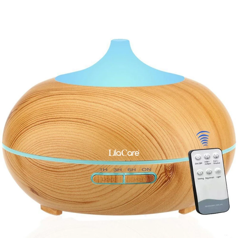 Umidificator ultrasonic si difuzor aromaterapie LilaCare cu telecomanda, 500 ml
