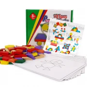 Joc Tangram Educativ cu 125 piese din lemn