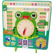 Ceas calendar din lemn,multifunctional,multicolor