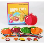 Puzzle educativ cu snururi Karemi,model fructe,multicolor