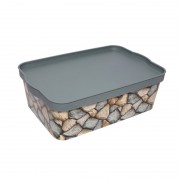 Cutie depozitare cu capac,41 x 32 x 14 cm, 7.50 Litri, gri