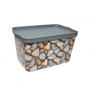 Cutie depozitare cu capac,45 x 30 x 24 cm, 24 Litri, gri