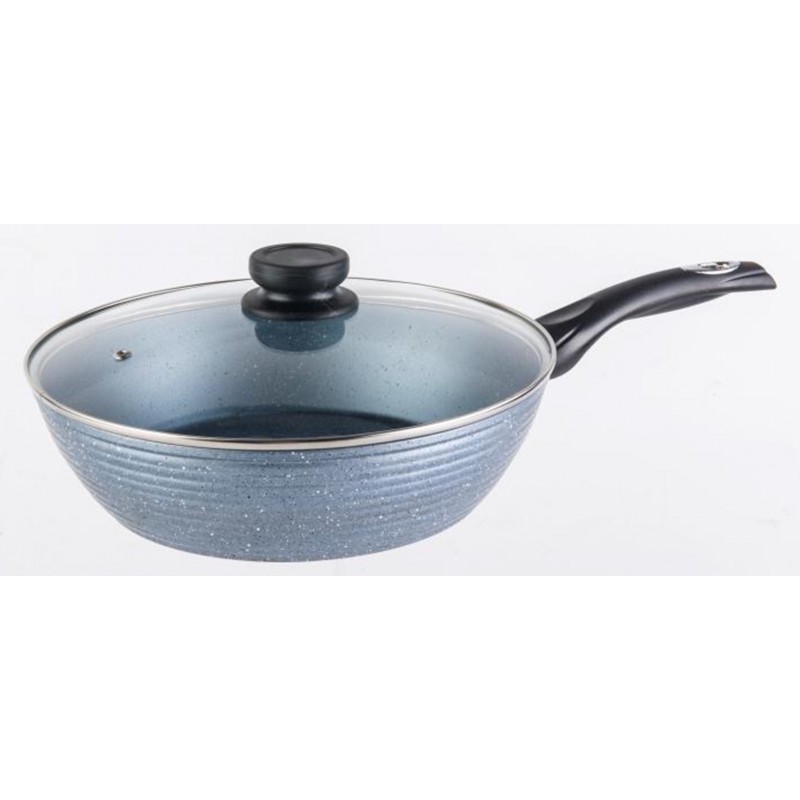 Strip off Oriental Additive Tigaie wok din aluminiu placata cu ceramica,capac sticla, 3.3 Litri, 28 cm  - Market 365