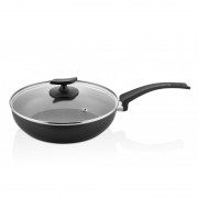 Tigaie aluminiu cu interior teflonat, capac sticla, 26 cm, 3 Litri