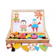 Puzzle din lemn cu tabla magnetica, 2 fete, figurine