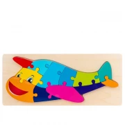 Puzzle educativ din lemn pentru copii, avion, 30 x 12.8 x 0.6 cm