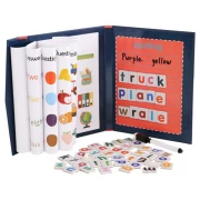 Puzzle tip carte, litere magnetice si tabla de scris, invatare limba engleza, 54 piese