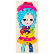 Puzzle educativ din lemn pentru copii, papusa, 30 x 12.8 x 0.6 cm