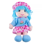 Papusa de plus cu fusta si palarie, 26 cm, albastru