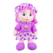 Papusa de plus cu fusta si palarie, 26 cm, violet