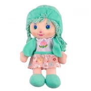 Papusa de plus cu fusta si cosite, 28 cm, verde