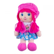 Papusa de plus cu fusta si cosite, 28 cm, roz