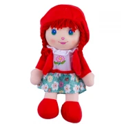 Papusa de plus cu fusta si cosite, 28 cm, rosu