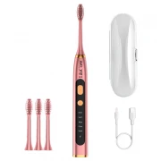 Periuta de dinti electrica LilaCare, incarcare USB, 4 capete inlocuibile, roz