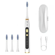 Periuta de dinti electrica LilaCare, incarcare USB, 4 capete inlocuibile, alb