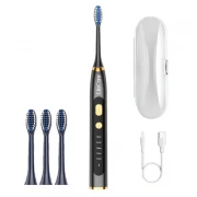 Periuta de dinti electrica LilaCare, incarcare USB, 4 capete inlocuibile, negru