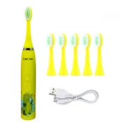 Periuta de dinti electrica LilaCare pentru copii, incarcare USB, 6 capete inlocuibile, galben
