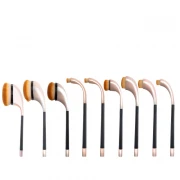 Set 9 pensule make-up cu maner metalic, tip perie