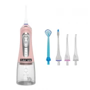 Irigator oral portabil, dus bucal LilaCare, USB, 3 moduri, 4 capete, 320 ml, Roz