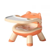 Scaun de masa din PVC pentru bebe, multifunctional, tavita, orange