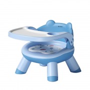 Scaun de masa din PVC pentru bebe, multifunctional, tavita, albastru