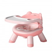 Scaun de masa din PVC pentru bebe, multifunctional, tavita, roz