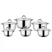 Set 6 Cratite Inox cu Capac din Sticlă,baza triplustratificata, 1.6, 2.4, 3.2, 4.3,5.6, 7 Litri