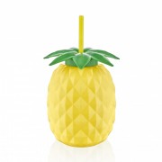 Pahar din plastic cu pai in forma de ananas