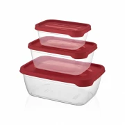 Set 3 caserole cu capac din plastic, 0.4, 0.9, 1.6 Litri