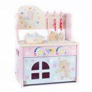 Mini bucatarie de jucarie din lemn cu accesorii