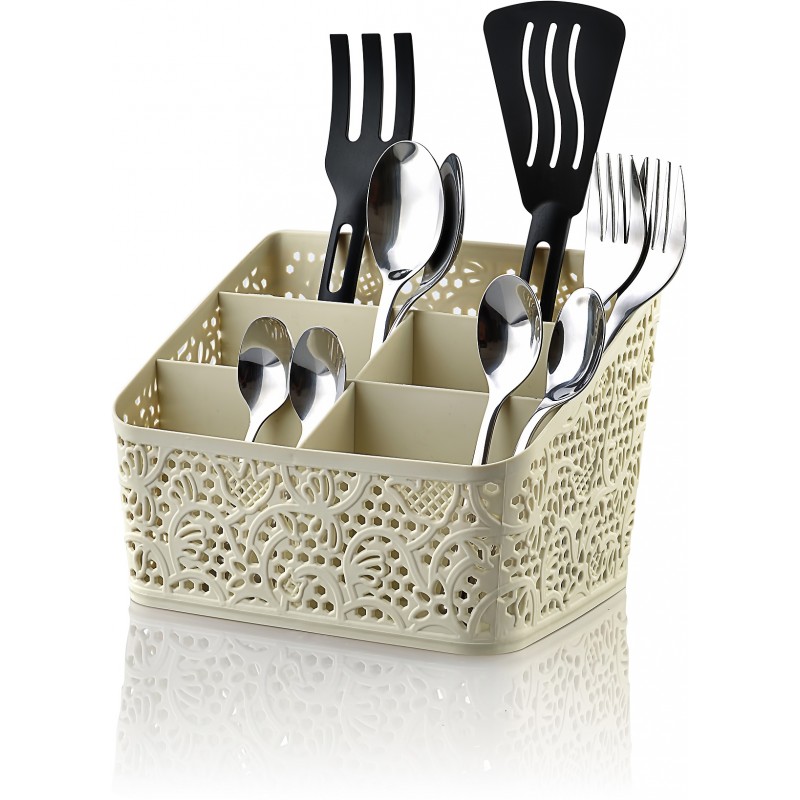 Suport tacamuri din plastic, 15x19x14 cm, crem