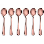 Set 6 linguri din inox, roz/auriu