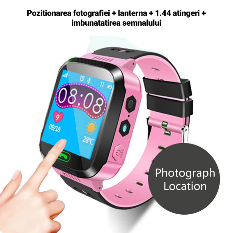 Ceas Smartwatch pentru copii Loomax cu functie telefon, camera,apel video, GPS, istoric traseu,monitorizare,android,roz