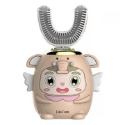 Periuta de dinti electrica tip U pentru copii cu incarcare USB, 5 viteze, roz nude