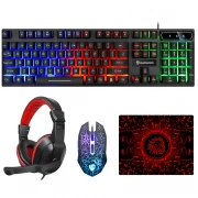Set complet gaming 4 in 1, tastatura, mouse, mousepad, casti
