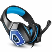Casti Gaming HunterSpider V1 Pro, 7 Culori Lumina LED, Super Deep Bass, albastru