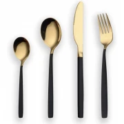 Set 24 tacamuri din inox 24 piese, negru/auriu