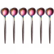Set 6 lingurite din inox, curcubeu/maro