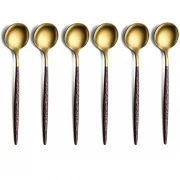 Set 6 linguri din inox, auriu/maro