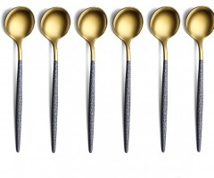 Set 6 linguri din inox, auriu/negru