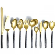 Set 10 tacamuri din inox, auriu/negru