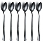 Set 6 lingurite din inox pentru cocktail, negru