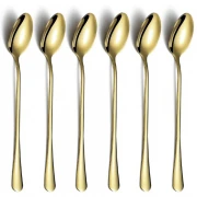 Set 6 lingurite din inox pentru cocktail, auriu