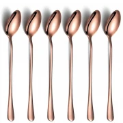 Set 6 lingurite din inox pentru cocktail, roz auriu
