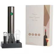 Set tirbuson electric, 4 accesorii, Inox, negru