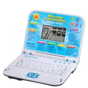 Laptop de jucarie pentru copii, educational, interactiv in Limba Engleza, 65 functii, ecran LCD, mouse, albastru