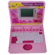 Laptop de jucarie pentru copii, educational, interactiv in Limba Engleza, 80 functii, ecran LCD, mouse, roz
